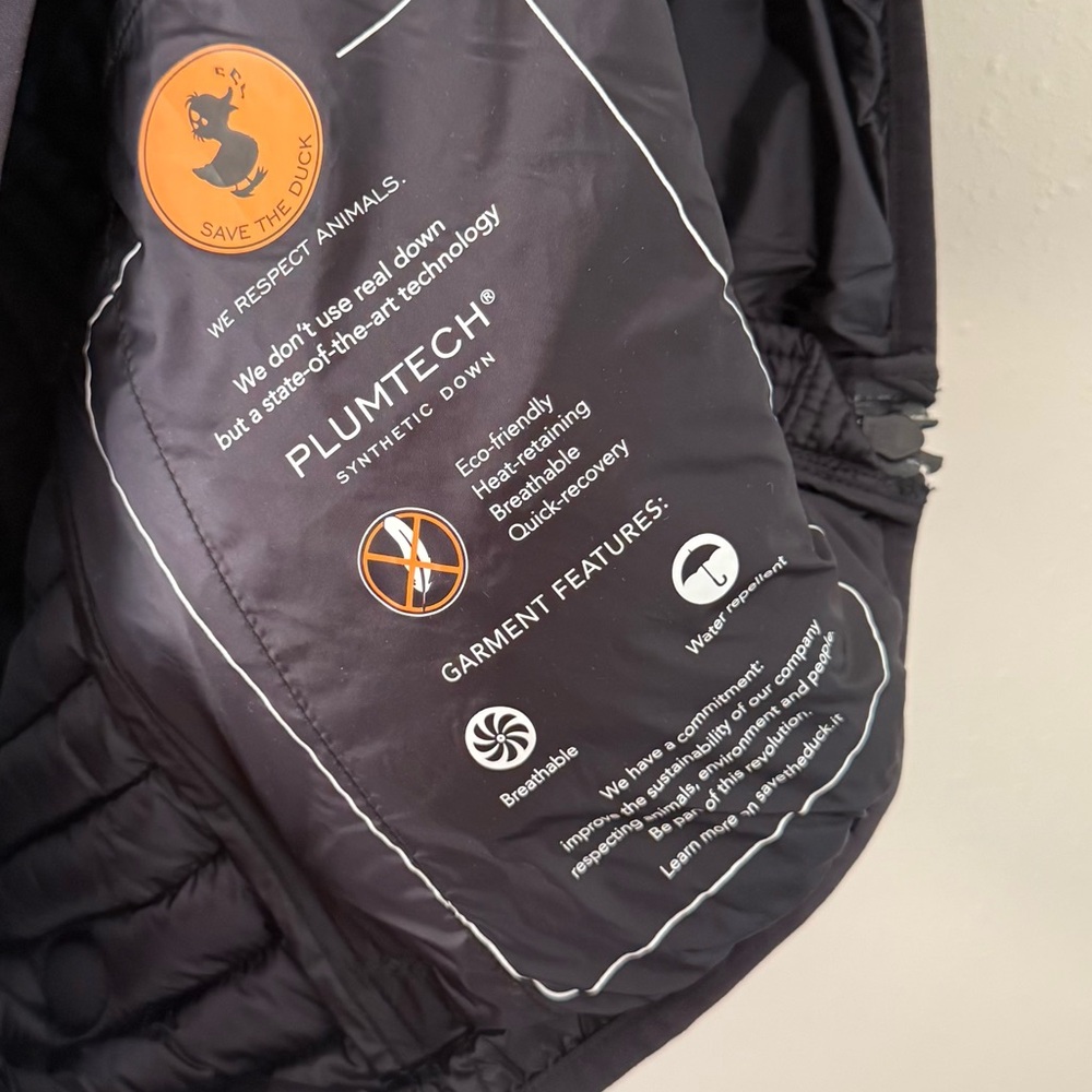 SAVE THE DUCK Plumtech Black Ultra Light Jacket Puffer Vest Black Size Large - Picture 8 of 10